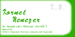 kornel menczer business card